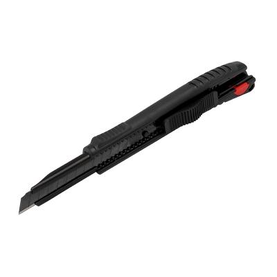 Kniv med 9 mm sort-oxideret knivblad og automatisk lås